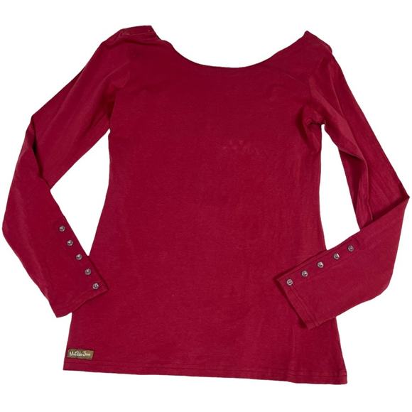 Matilda Jane Character Counts Shirt Maroon Long Sleeve Button Cuff Top Women's M - Picture 1 of 13
